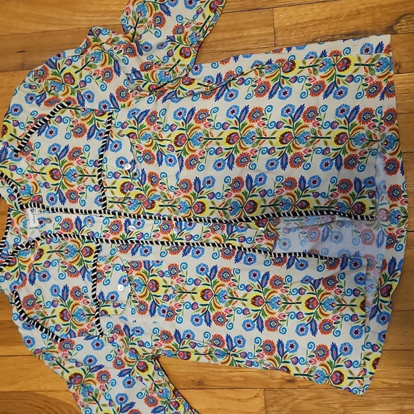 NATURAL LIFE Floral  Button Down Shirt with Mandarin Collar Medium - Picture 7 of 14